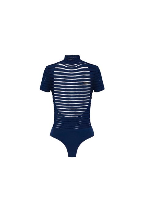 Body Elisabetta Franchi donna BK71T52E2 DC8 blu elasticizzata forata scollo profondo retro ELISABETTA FRANCHI | Body | BK71T52E2DC8